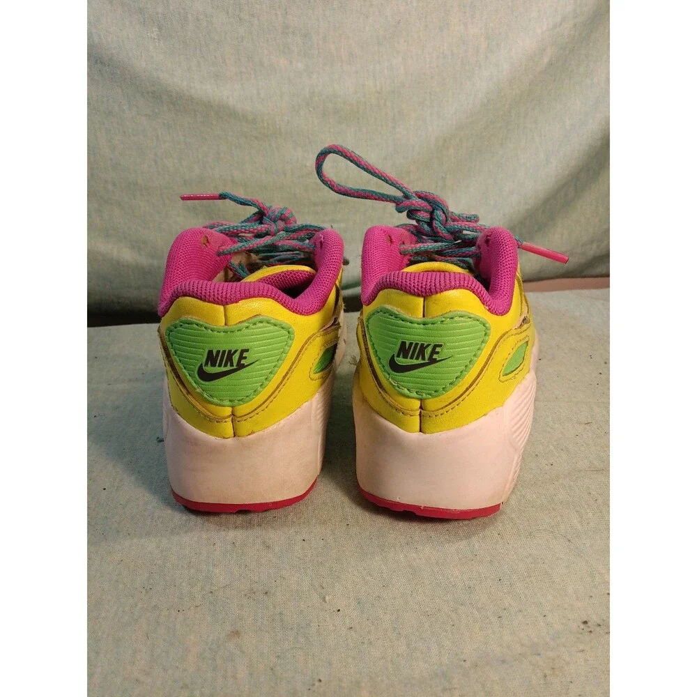Nike Air Max 90 Volt Multi Fire Pink Sneakers CW5798-700 Toddler Size US 10C